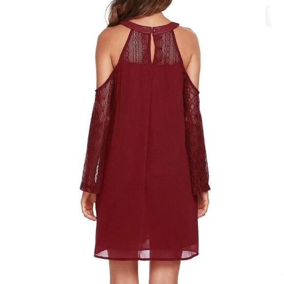 New with Tags Acevog Brand Cold Shoulder Chiffon Mini Patchwork Dress Size XXL - Picture 3 of 14